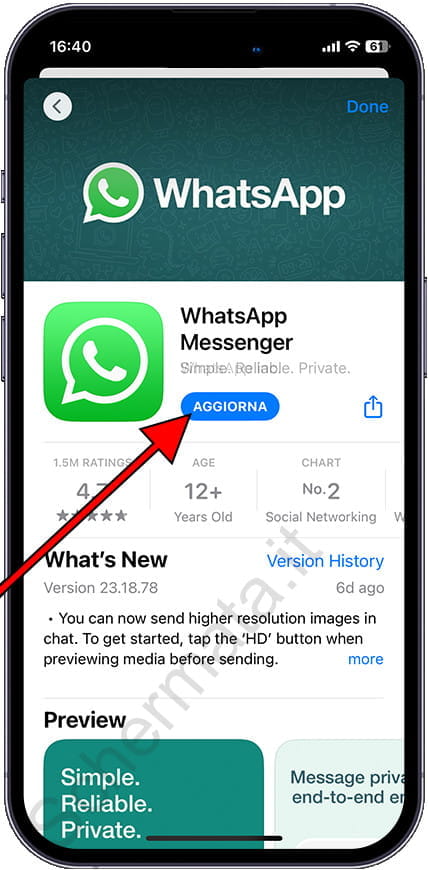 Aggiorna WhatsApp iPhone