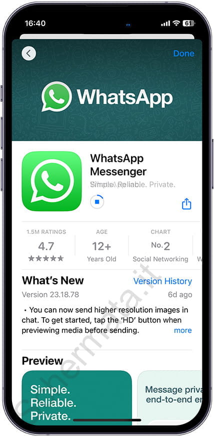 Scaricare l'aggiornamento WhatsApp per iPhone