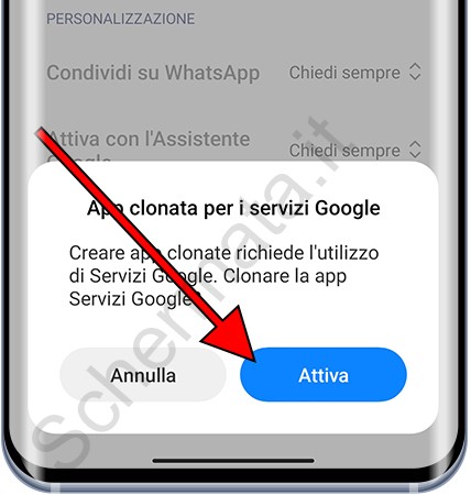 Conferma attiva la doppia applicazione su Xiaomi