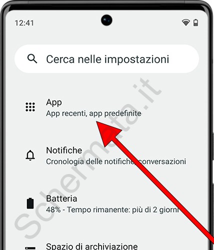 Impostazioni dell'applicazione Android