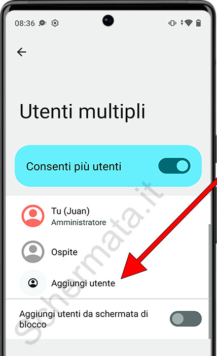 Aggiungi utente Android