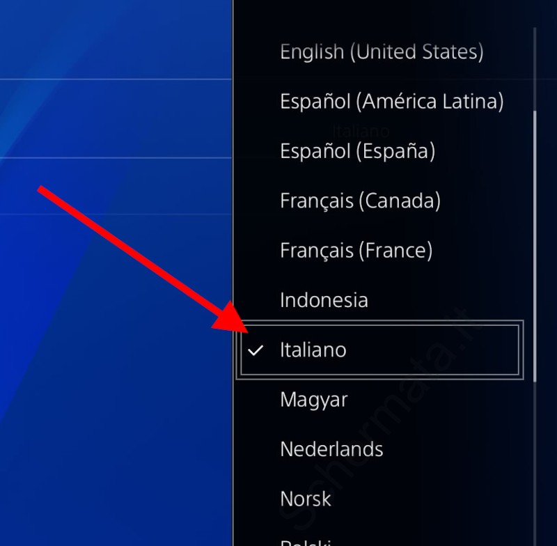 Scegliere la lingua PS4