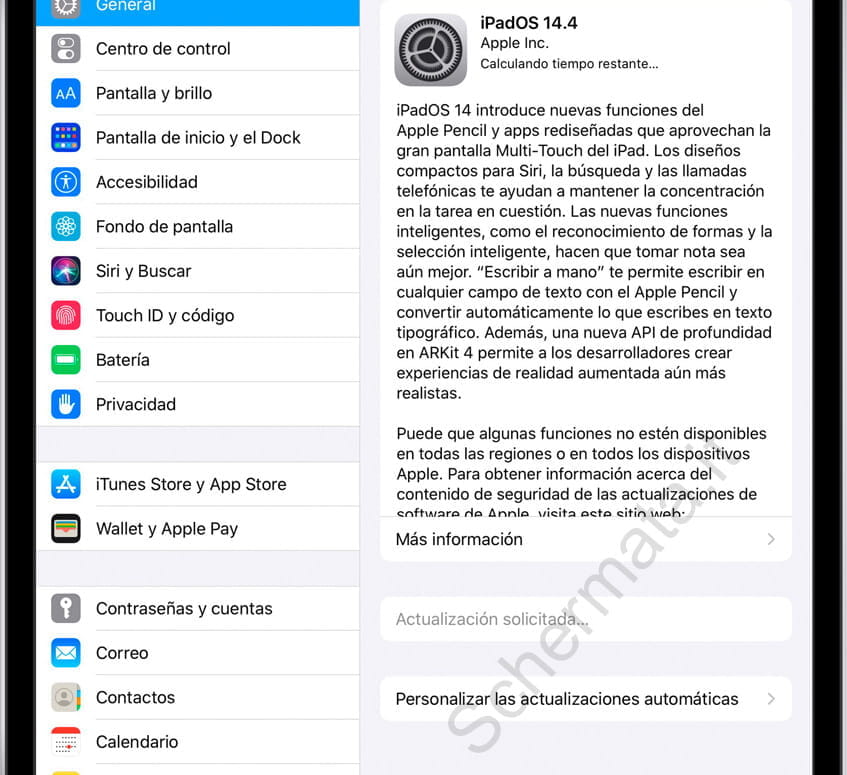 Controllo dell'aggiornamento dell'iPad