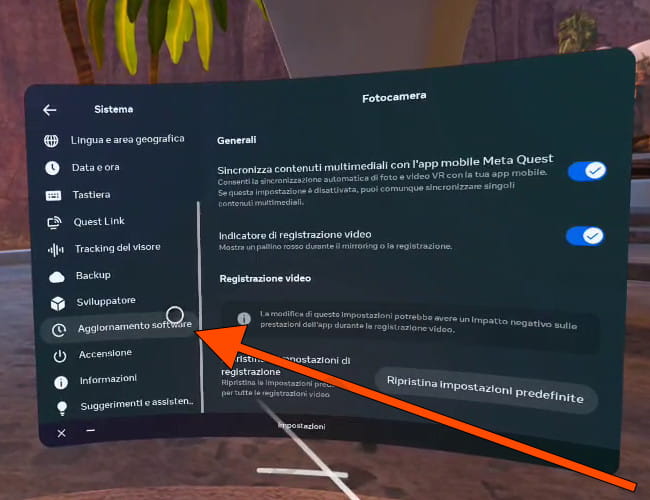 Aggiornamento del software Meta Oculus Quest