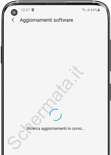 Ricerca aggiornamenti in corso Samsung