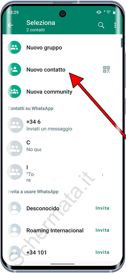 Nuovo contatto WhatsApp