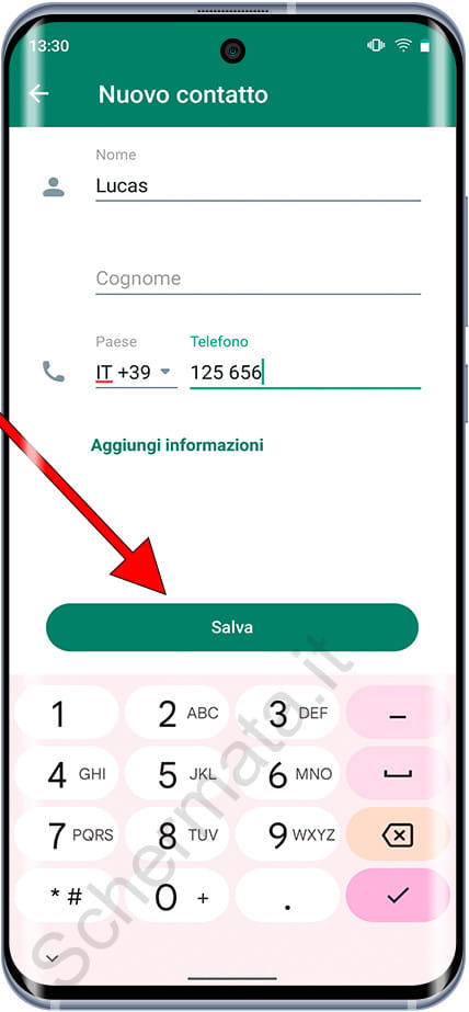 Salva il contatto WhatsApp