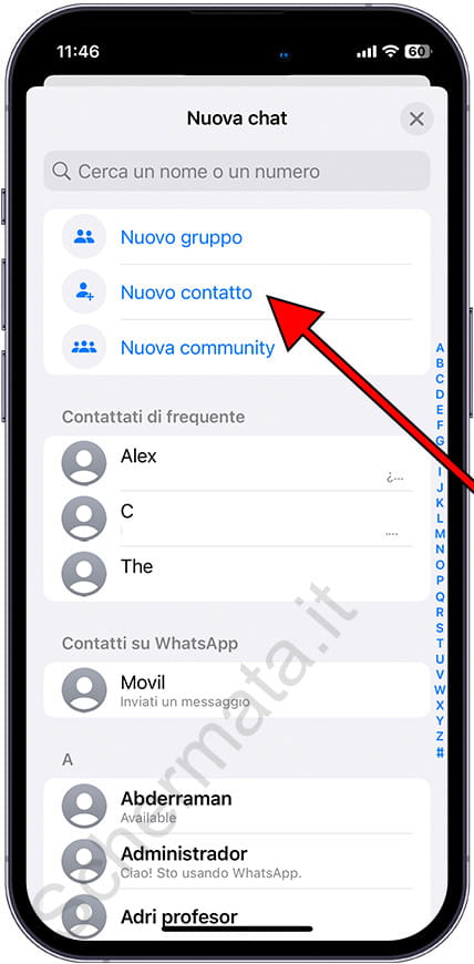 Nuovo contatto iPhone WhatsApp