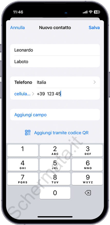 Crea un contatto iPhone WhatsApp