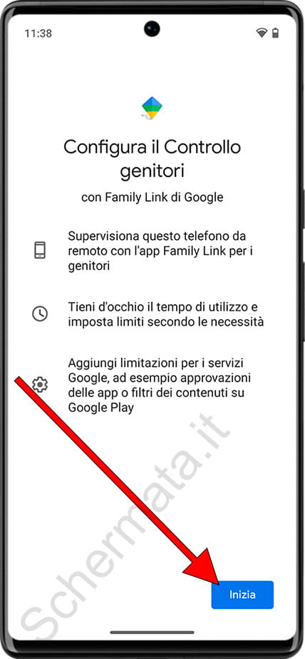 Avvia la configurazione del controllo genitori su Android