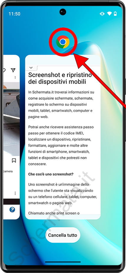 Icona dell'app recente