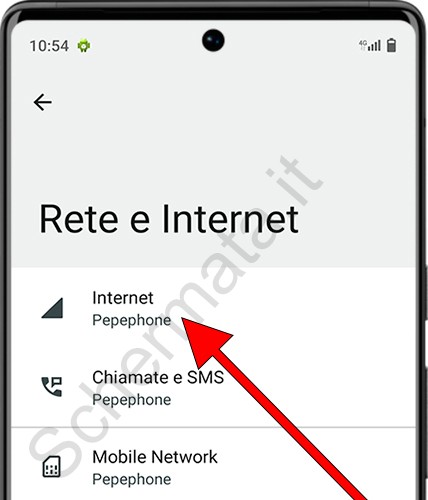 Impostazioni Internet di Android