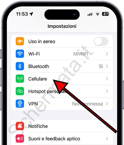 Dati mobili dell'iPhone