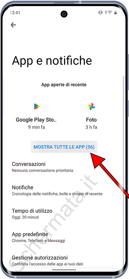 Mostra tutte le app Android