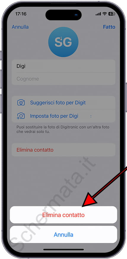 Elimina il contatto Telegram su iPhone