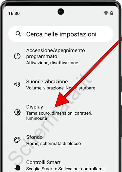 Impostazioni dello schermo Android