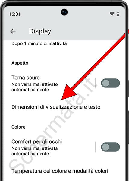 Dimensioni e testo dello schermo Android