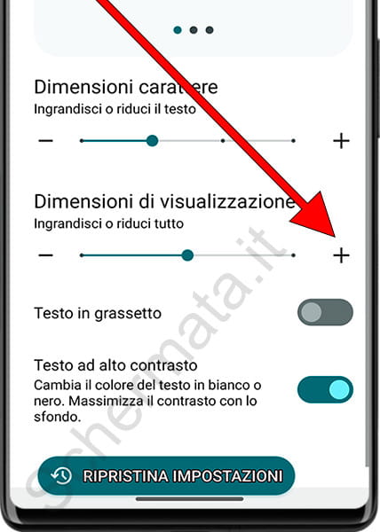 Modificare le dimensioni dello schermo su Android