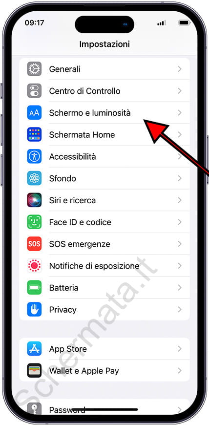 Schermo e luminosità dell'iPhone