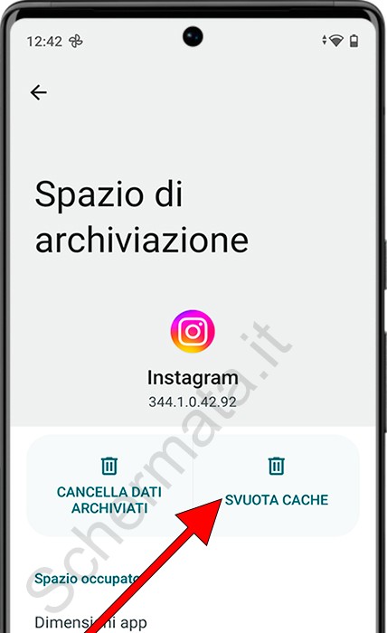 Svuota la cache dell'app