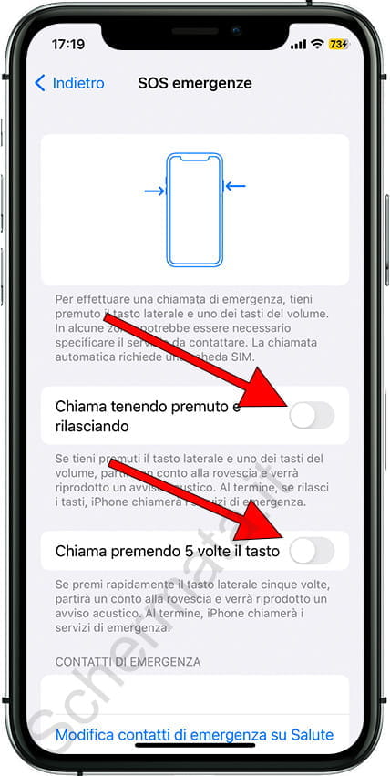 Attiva le impostazioni di emergenza iPhone