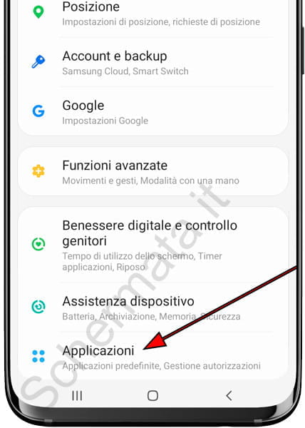 Impostazioni applicazioni Samsung