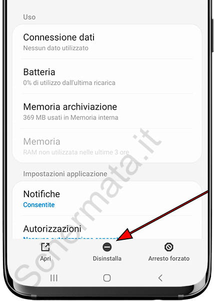 Disinstalla applicazione Samsung