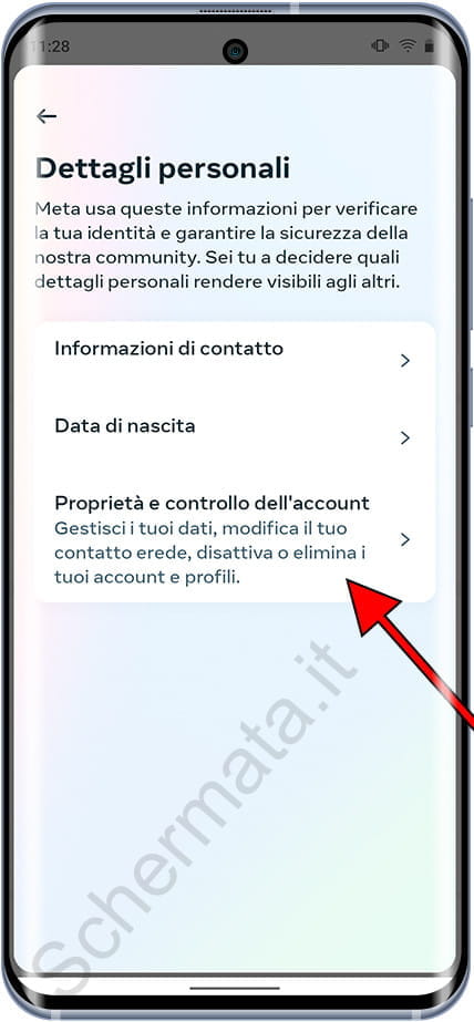 Proprietà e controllo dell'account Instagram