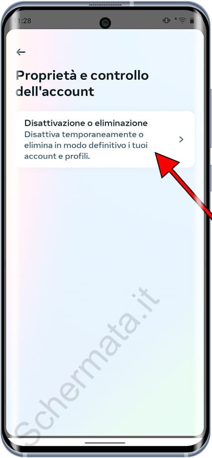 Disattivazione o eliminazione Instagram
