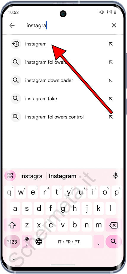 Cerca l'app Instagram