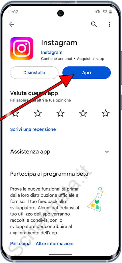 Apri l'applicazione Instagram