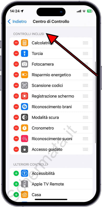 Controlli inclusi iPhone