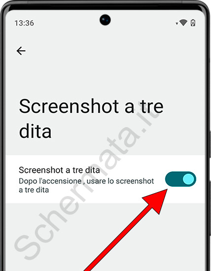 Attiva screenshot con tre dita Android