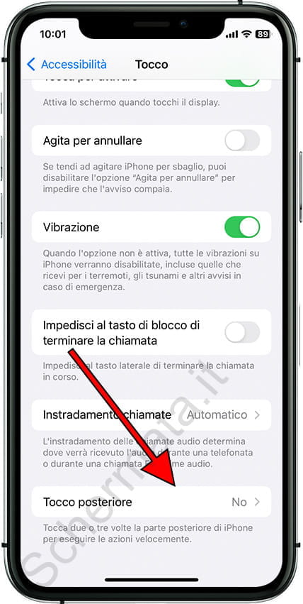 Tocco posteriore iPhone