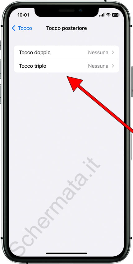 Tocca due o tre volte l'iPhone