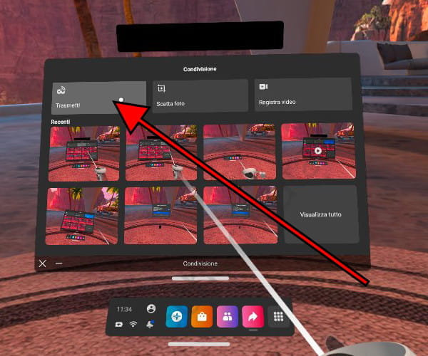 Pulsante di trasmissione Meta Quest