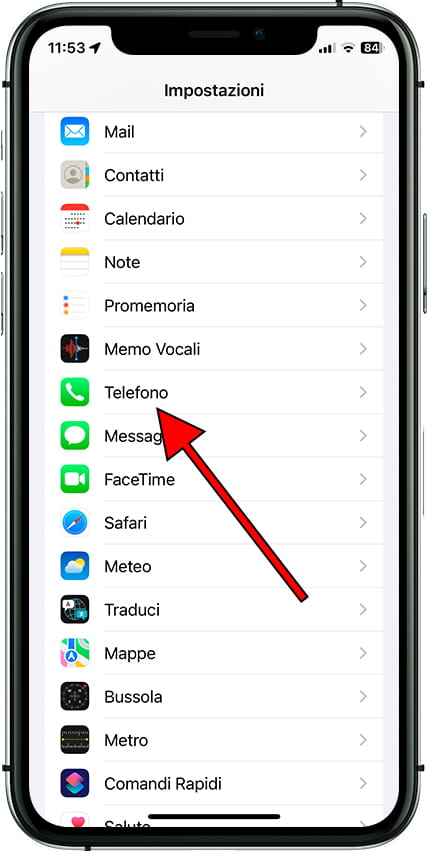 Impostazioni del telefono iPhone