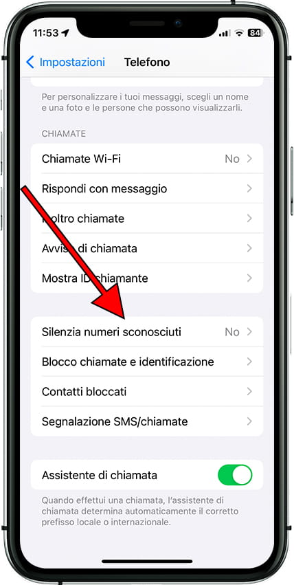 Silenzia numeri sconosciuti iPhone