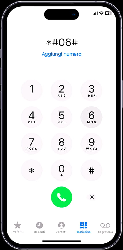 Codice tastiera IMEI iOS