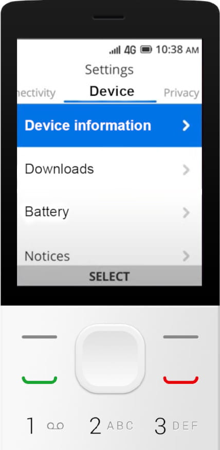 Informazioni sul dispositivo KaiOS