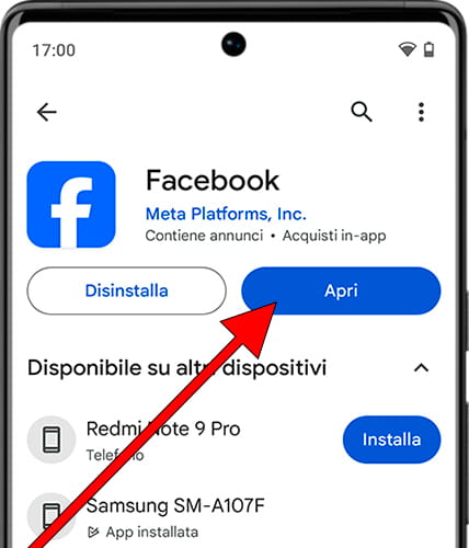 Apri Facebook su Android