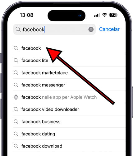 Buscar Facebook en App Store