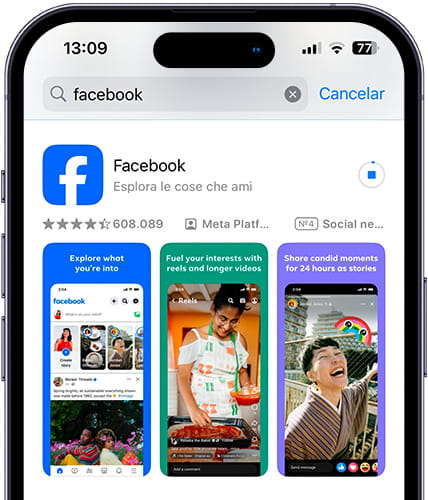 Scaricamento di Facebook su iPhone