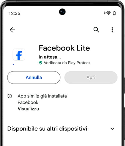 Scaricamento di Facebook su Android