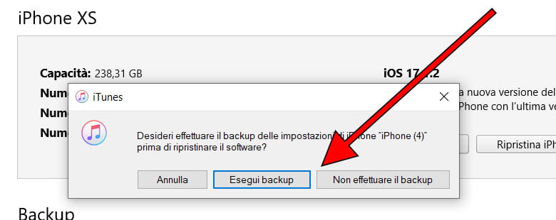 Esegui il backup dell'iPhone 16 Plus