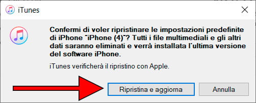 Conferma il ripristino dell'iPhone 7