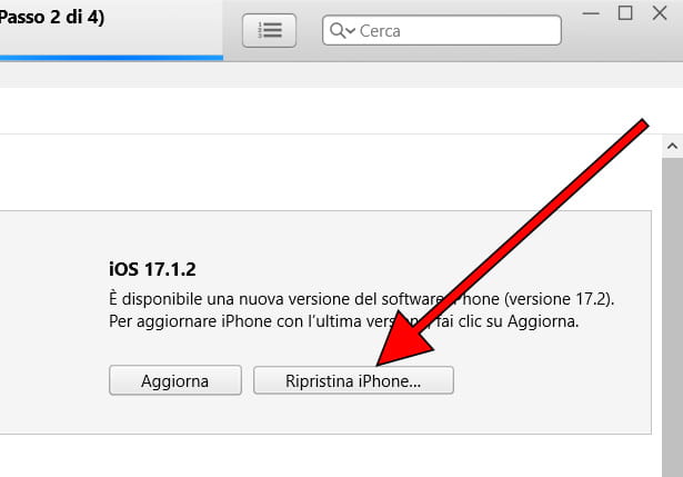 Ripristina iPhone 6s da iTunes