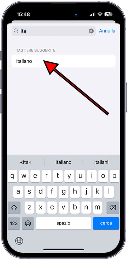 Modifica della lingua della tastiera iOS