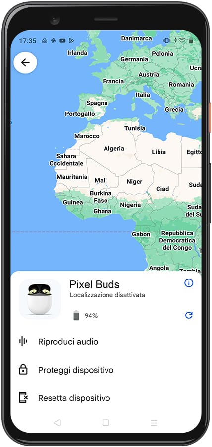 Mappa della posizione degli Pixel Buds Pro 2