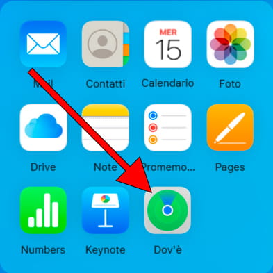 Schermata iniziale di iCloud